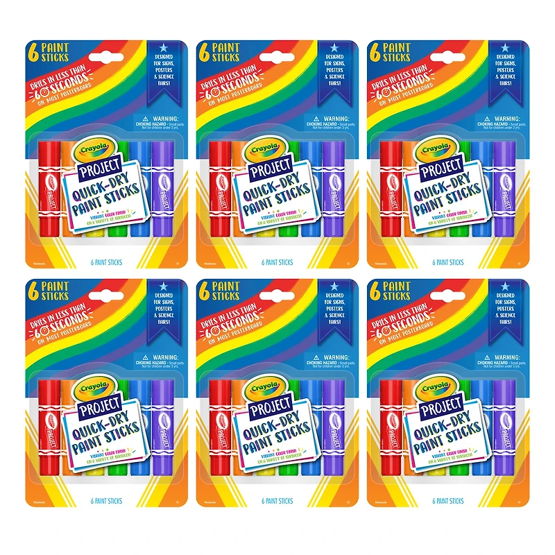 Crayola® Project™ Quick-Dry Paint Sticks, 6 Packs of 6