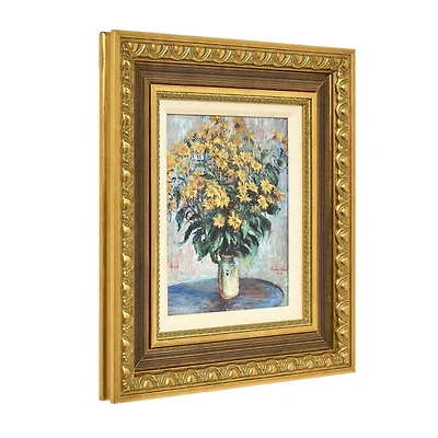American Art Decor Ornate Framed Jerusalem Artichoke Flowers Canvas Print by Claude Monet - 14.75" x 16.75"