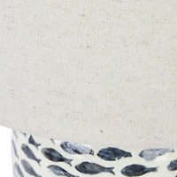 Hello Honey® 21.5" Blue and White Coastal Capiz and Bamboo Table Lamp Set with Fish Design