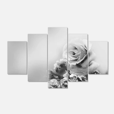 Designart - Black and White Rose in Spring. - Large Floral Canvas Art Print