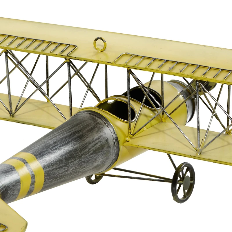 Yellow Retro Airplane Hanging Airplane Accent
