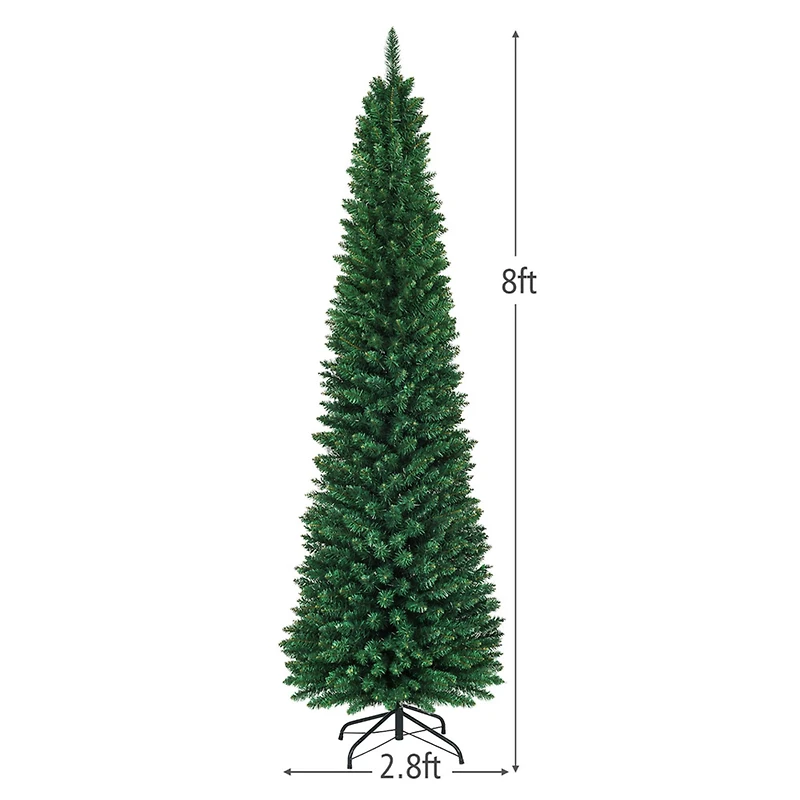 Costway 8ft. Unlit Pencil Artificial Christmas Tree