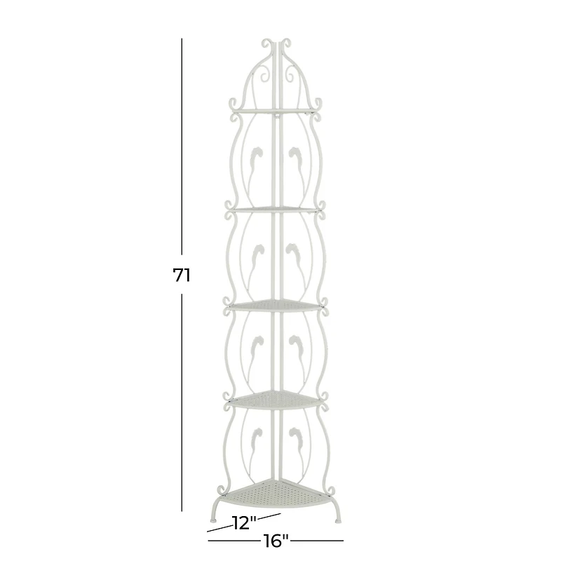 White Iron French Country Bakers Rack, 71" x 16" x 12"