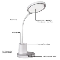 OttLite® Rechargeable LED Lamp with Phone Holder