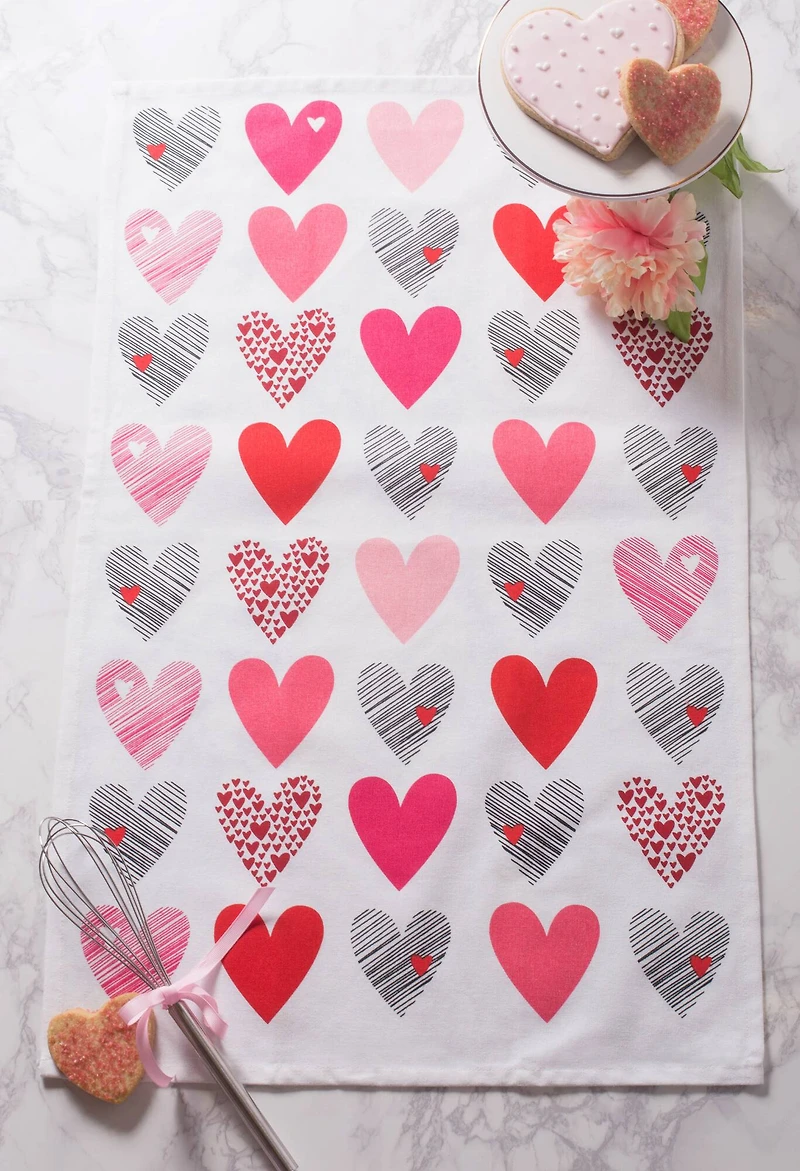 DII® Hearts Collage Printed Dishtowels, 2ct.
