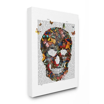 Stupell Industries Dark Rainbow Skull of Butterflies Canvas Wall Art