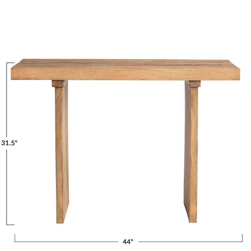 Hello Honey® 44" Natural Scandinavian Slatted Wood Console Table