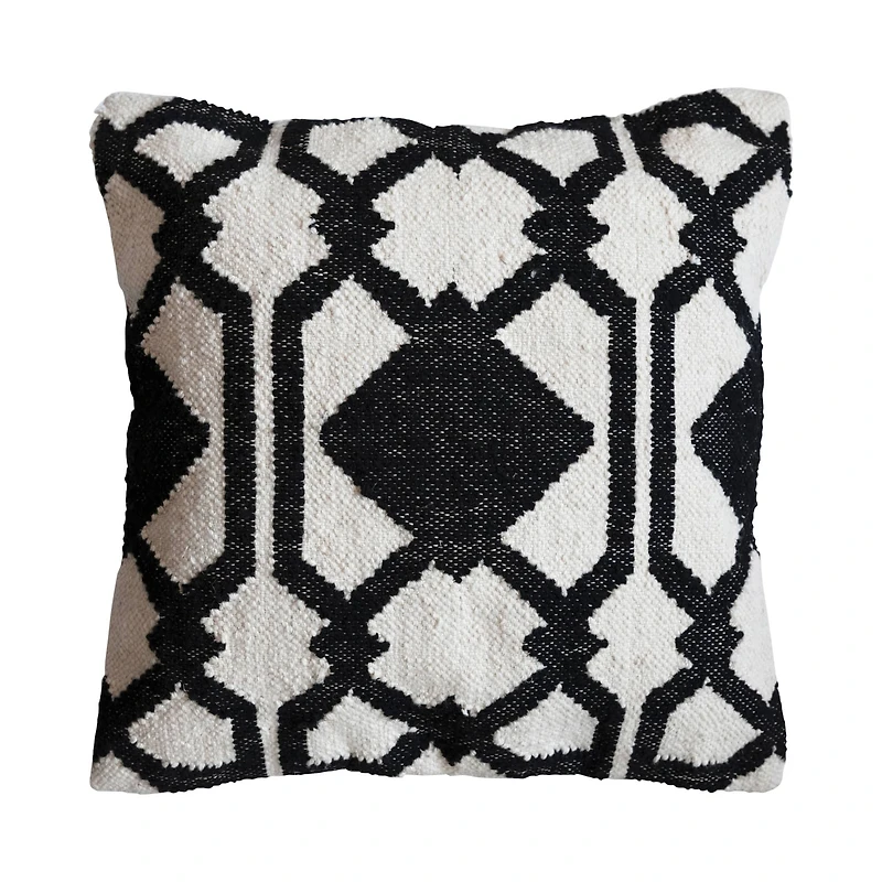 Hello Honey® Black & White Pattern Woven Wool & Cotton Pillow
