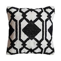 Hello Honey® Black & White Pattern Woven Wool & Cotton Pillow