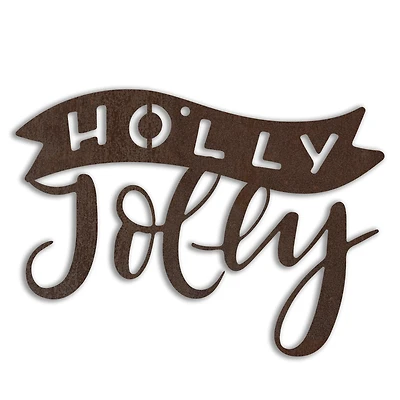 4" Holly Jolly Typography Metal Ornament