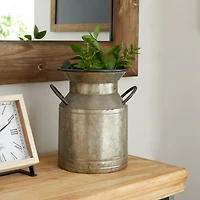 Rustic Gray Milk Can Planter Set
