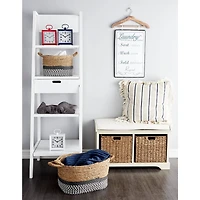 White Traditional Wood Storage Bench, 20" x 34"