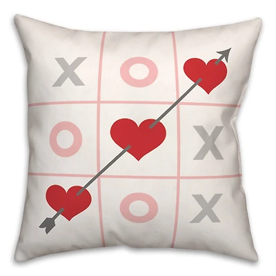 Tic Tac Toe Hearts 16" x 16" Throw Pillow