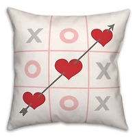 Tic Tac Toe Hearts 16" x 16" Throw Pillow