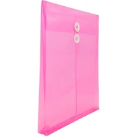 JAM Paper 9.75" x 13" Hot Pink Plastic Button String Open End Envelopes, 12ct.