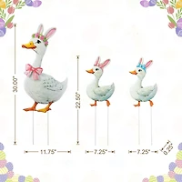 Glitzhome® Set of 3 Easter Metal Duck Family Yard Stake