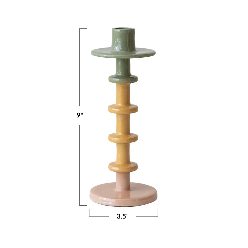 Hello Honey® 9" Enameled Decorative Metal Taper Candle Holder