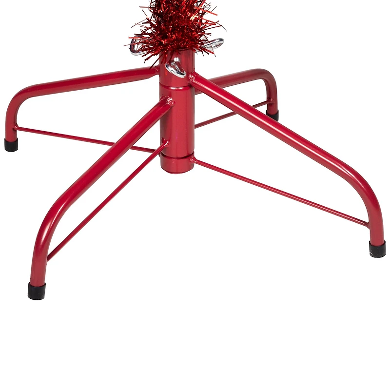 9ft. Pre-Lit Red Artificial Tinsel Christmas Tree, Clear Lights