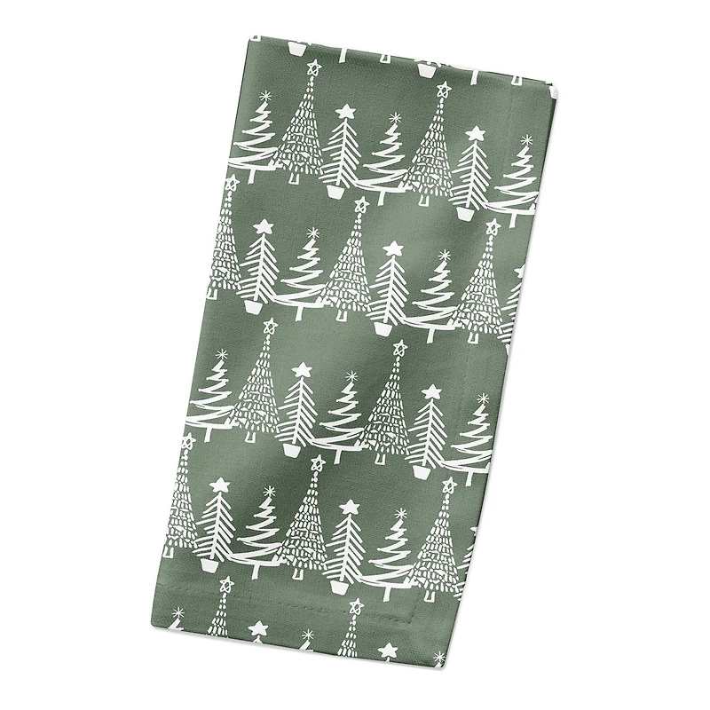 Sage Christmas Tree Pattern Cotton Twill Napkin