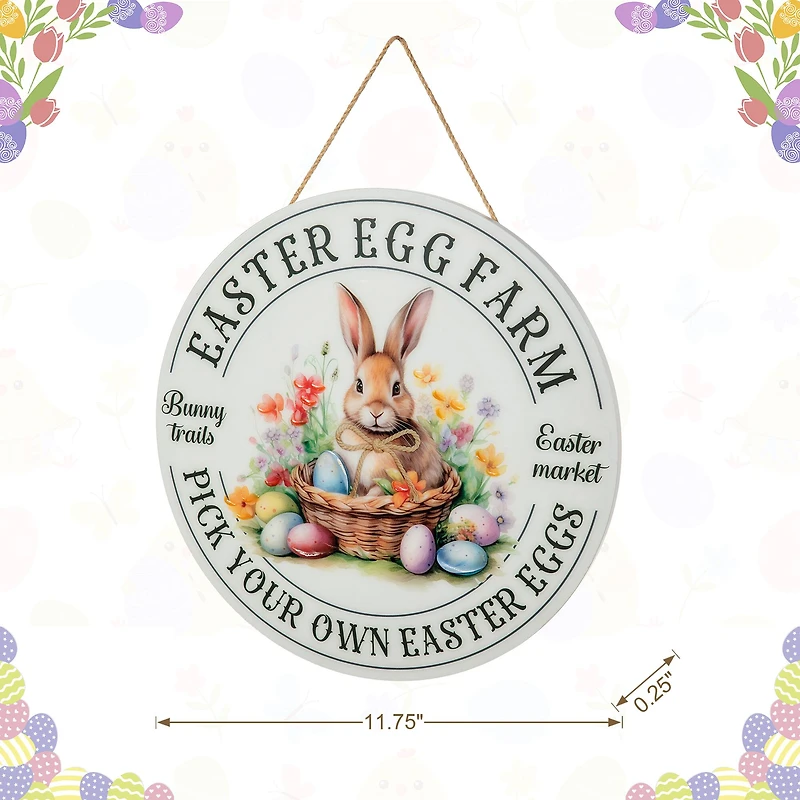 Glitzhome® 11.75" Easter Bunny Round Wall or Door Hanger