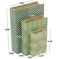 Green Faux Leather Faux Book Box Set