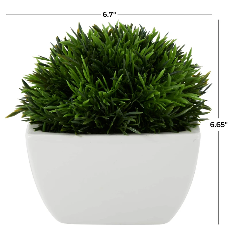 7" Green Foliage Artificial Plant with White Ceramic Pot