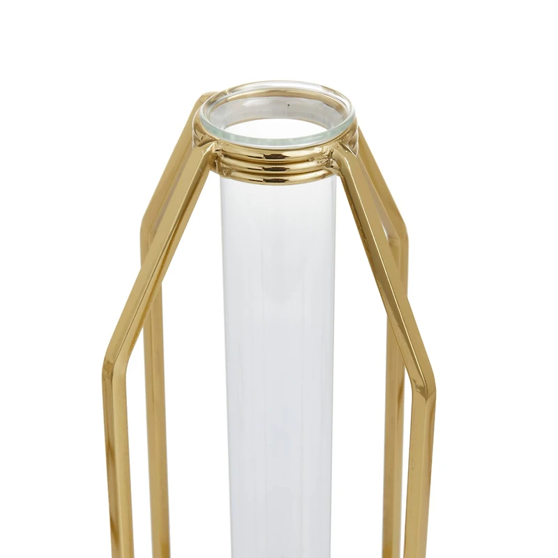 CosmoLiving by Cosmopolitan Set of 3 Gold Stainless Steel Glam Vase, 13" x 5" x 5"