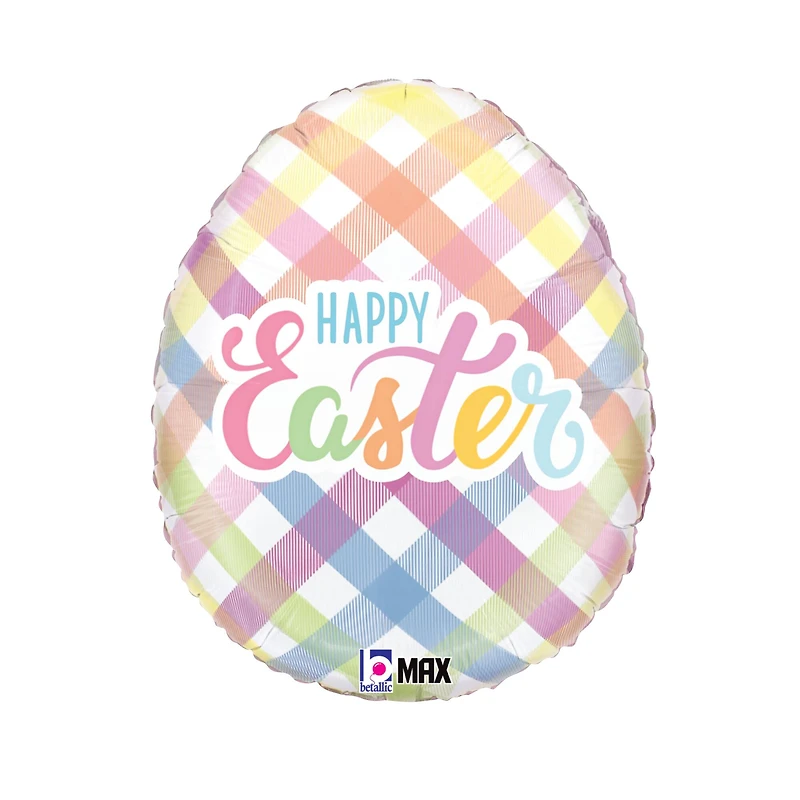 18" Pastel Plaid Easter Egg MAX Float Foil Balloon