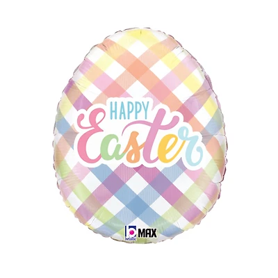 18" Pastel Plaid Easter Egg MAX Float Foil Balloon