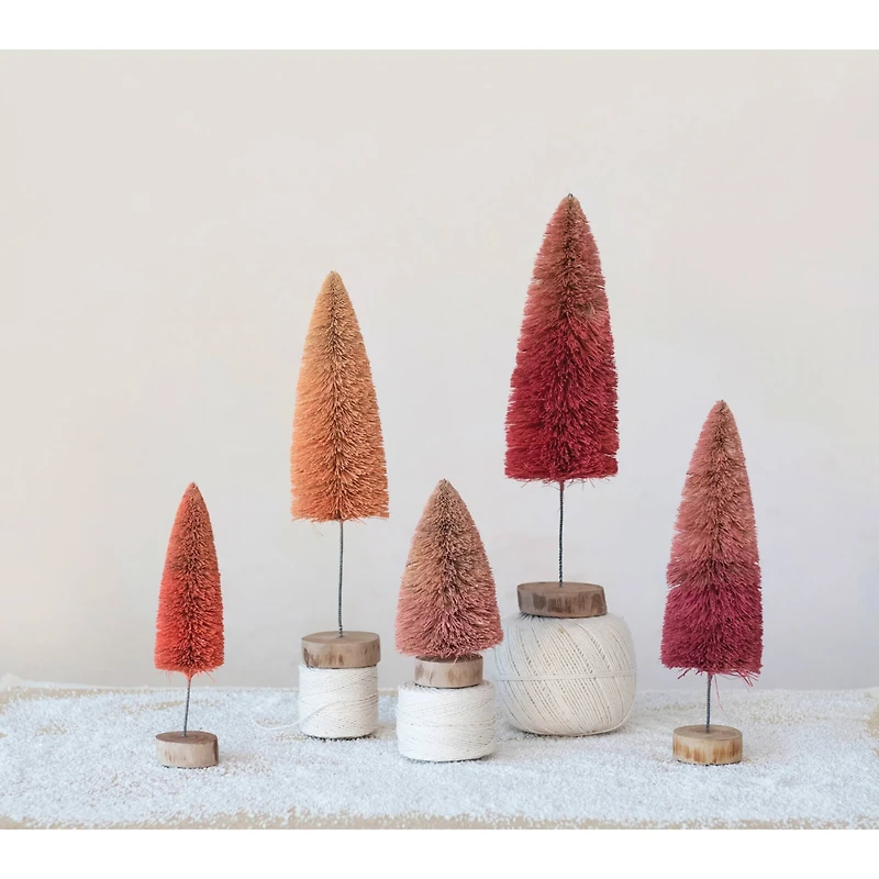 Hello Honey® 12" Peach Bottle Brush Tree with Wood Base