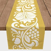 Folk Floral Yellow 16" x 72" Cotton Twill Runner