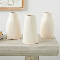 9" Cream Ceramic Minimalistic Vase Set