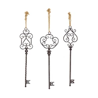 31" Black Metal Skeleton Key Industrial Wall Décor Set