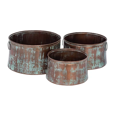 Copper Metal Rustic Planter Set
