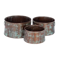 Copper Metal Rustic Planter Set