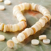 12 Pack: White Shell Rondel Beads, 7mm by Bead Landing™