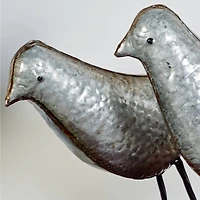 Gray Metal Farmhouse Bird Sculpture Set