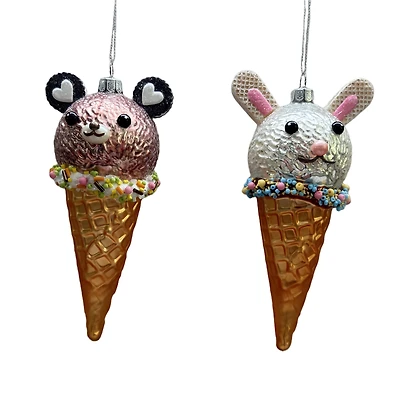 Assorted 5.5" Ice Cream Cone Glass Ornament by Ashland®, 1pc.