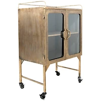 Hello Honey® Gold Metal Cabinet with Locking Caster Wheels & Glass Doors