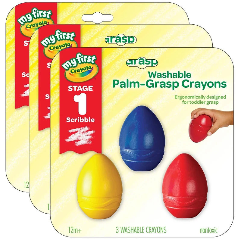 3 Packs: 3 ct. (9) My First Crayola® Washable Palm-Grasp Crayons