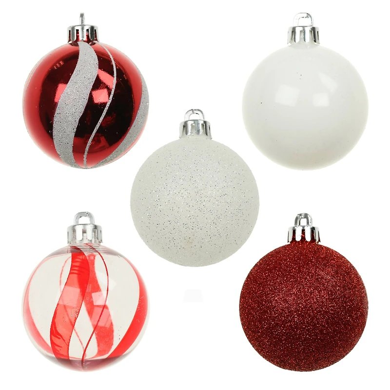 5 Pack 2.2" Red & White Swirl Shatterproof Ornaments by Ashland®
