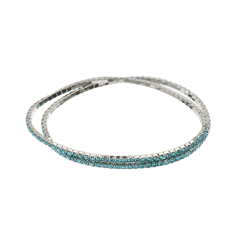 Crystal Lane DIY Silver & Aquamarine Rhinestones Bracelets, 2ct.