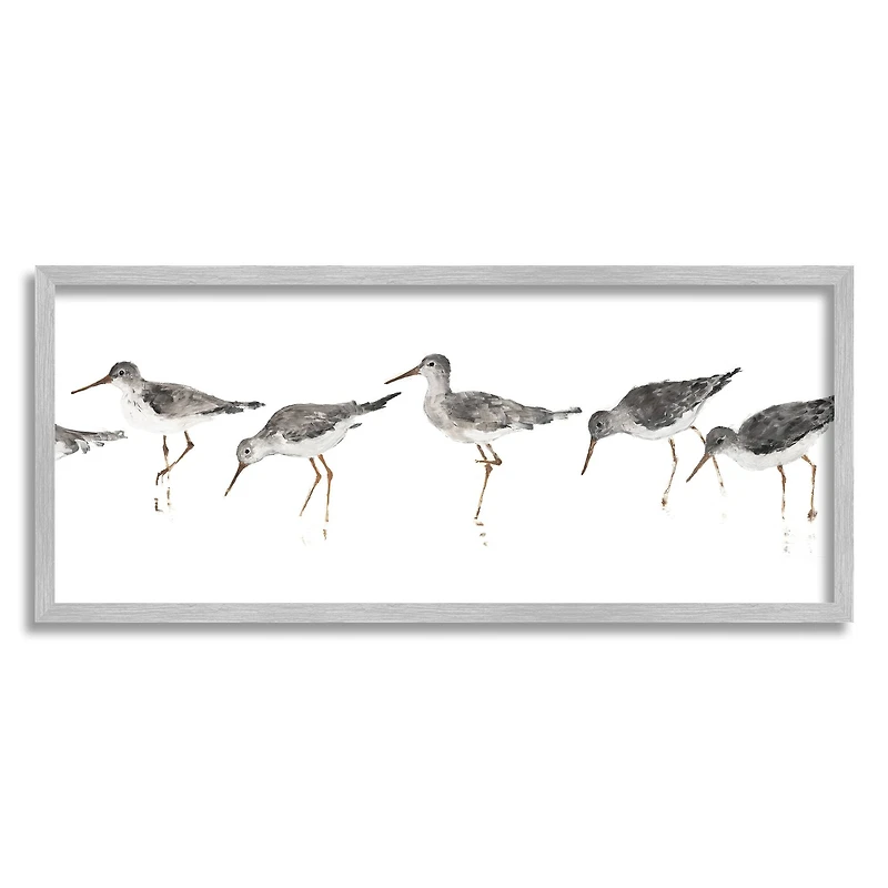 Stupell Industries Beach Bird Sandpipers Painting Wall Art in Gray Frame