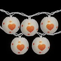 10-Count White and Red Heart Paper Lantern Valentine's Day Lights 8.5ft White Wire