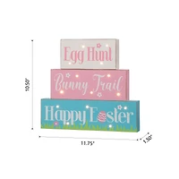Glitzhome® 12" Easter LED Lighted Wooden & Metal Block Word Sign