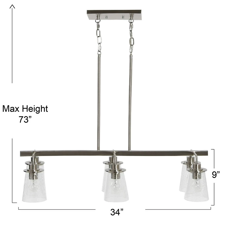 Hello Honey® Robert Stevenson Lighting Jameson Metal & Seedy Glass 6-Light Linear Chandelier