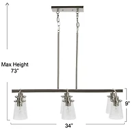 Hello Honey® Robert Stevenson Lighting Jameson Metal & Seedy Glass 6-Light Linear Chandelier