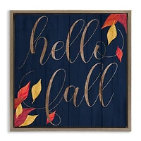 Stupell Industries Hello Fall with Autumn Foliage Floater Framed Art