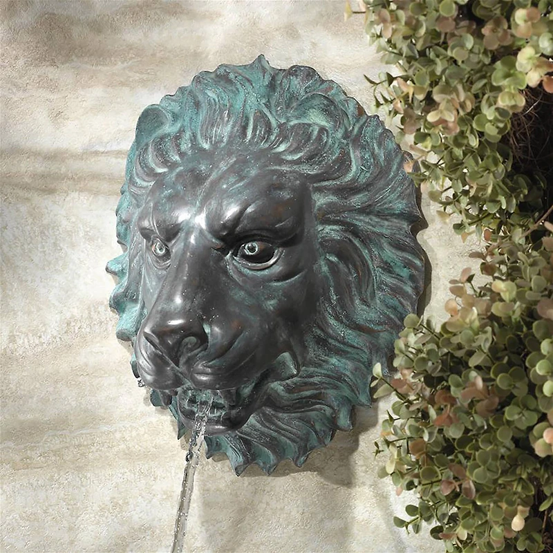 Design Toscano Bronze Florentine Lion Head Fountain Wall Sculpture
