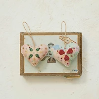 Hello Honey® Handmade Wool Felt Heart Ornament Set with Applique, Embroidery & Sequins